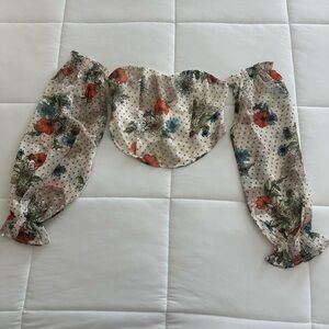 Pink Lily Floral Off-Shoulder Crop Top